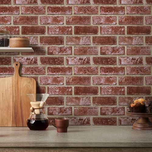 Commomy Faux Brick Peel and Stick Tiles 10 pcs of 12" x 12" - color: Brick-oiz