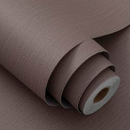 Haimin Fabric Wallpaper 24" x 393" Peel and Stick Textured Contact Paper - color: Brown