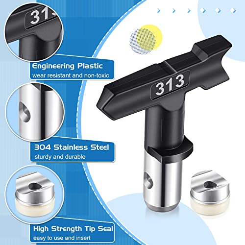 Moxweyeni 10 Pcs Reversible Airless Spray Tips Set (209 213 313 315 411 413 521 523 619 623), Tungsten Carbide Paint Sprayer Nozzles for Airless Sprayer, Spray Range 4"-14" for Wall Fence Deck Cabinet - size: 209-623 Sizes