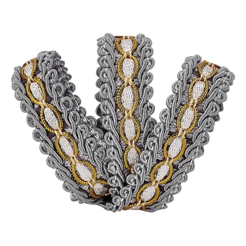 FINGERINSPIRE Gray Braid Trim 3/4" X 12.5 Yards Polyester Ribbon for Sewing - color: Gray