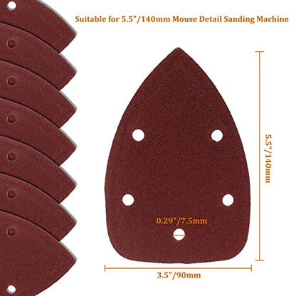 50 Pcs Mouse Detail Sander Sandpaper, 120 Grit, 5 Hole - size: 120 Grit - 50 Pcs