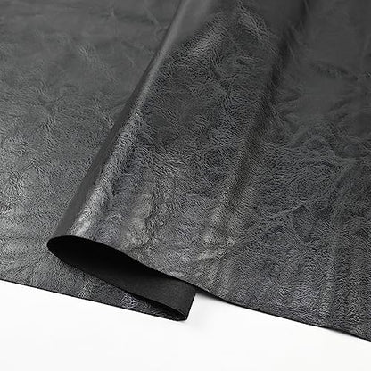 150x140cm Black Soft Faux Leather Fabric, 1mm Thick PU Material - color: Black, size: 59x54 inch