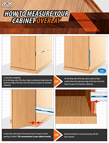 2 Pack Rok Hardware Grass TEC 864 108 Degree 7/16" (11mm) Overlay SELF Close Press in Dowel Compact Cabinet Hinge 45mm Screw Hole Pattern, G04728-16