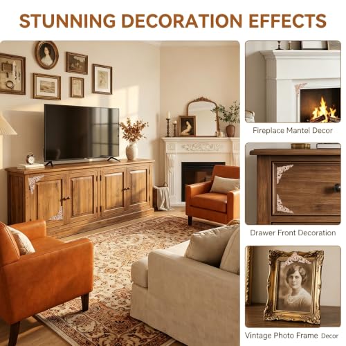 4 Pcs 3 Inch Wood Appliques Scroll Corner Carving