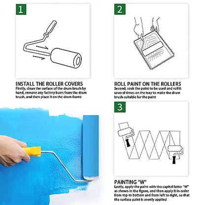 8 Pieces 6 inch Foam Paint Roller Cover with 2 Frame Set - size: 6",8pcs
