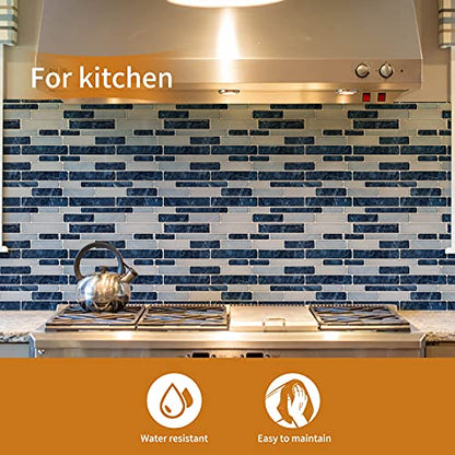 WOWSTAR 10-Sheet Peel and Stick Backsplash Tile for Kitchen Wall, Back Splash Stick On Tiles for Kitchen (12"x12", Dark Blue) - color: Dark Blue