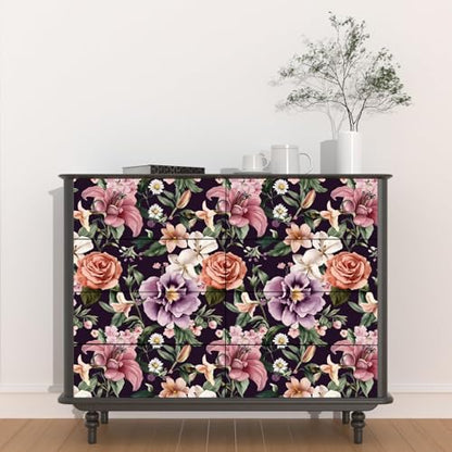 Laatse Dark Rose Peel and Stick Wallpaper 17.5" x 118",Purple - color: Red&Purple, size: 118" x 17.5"
