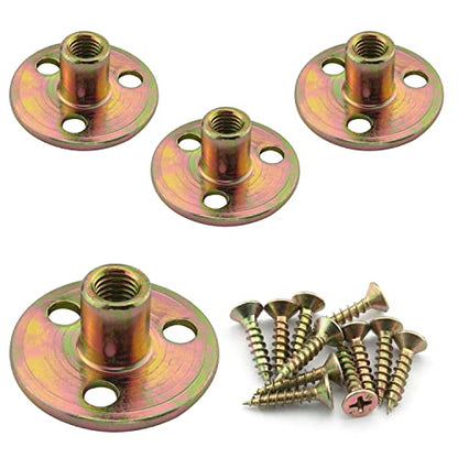 4pcs Furniture Mounting Plate 5/16 Three-Hole Cylindrical Iron Plate Nut for Furniture Legs