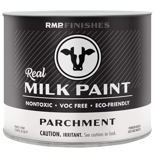 RMP Finishes Real Milk Paint Powder for Wood Furniture, Cabinets, Walls, Brick, and Stone, Matte Finish, Water-Based, Organic, Parchment, 1 Pint - color: Parchment, size: 16 Fl Oz (Pack of 1)