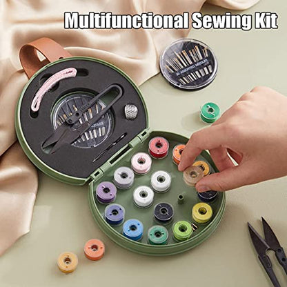 ZUNON Sewing Kit, Travel Mini Sewing Kits for Adults Suppliers Repair Project Kit Needle Family Sewing Thread Accessories Traveler Beginner Emergency Kids DIY Organizer Plastic(Green Sewing kit) - color: Green sewing kit