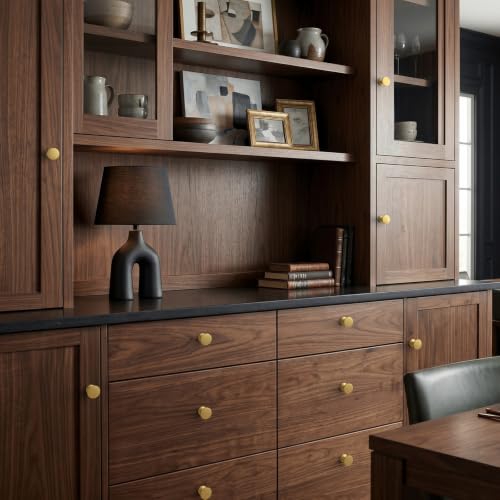 homdiy 30 Pack Gold Cabinet Knobs, Round Brushed Brass Dresser Knobs - color: Gold 1