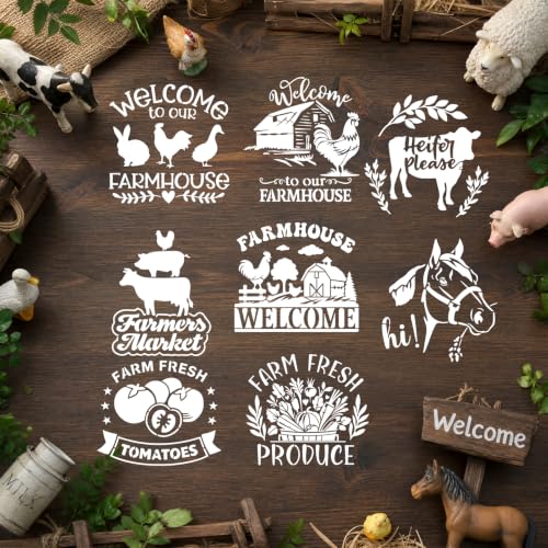 AFRITEE Fun Animal Stencils for Painting on Wood Farmhouse Reusable Crafts - style: Welcome