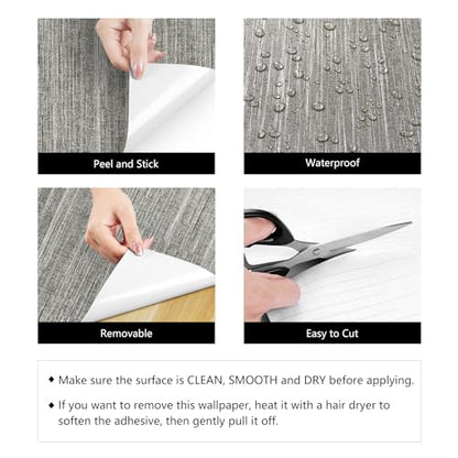 LACHEERY Taupe Grasscloth Wallpaper Textured Peel and Stick Fabric Wallpaper Textured Contact Paper for Cabinets and Drawers Waterproof Removable Grass Cloth Faux Linen Wall Paper for Walls 15.8"x80" - size: 15.8" x 80"