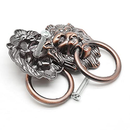Murtenze Antique Lion Head Cabinet Knobs, Copper Tone, 12 Pieces - color: Copper, Lion