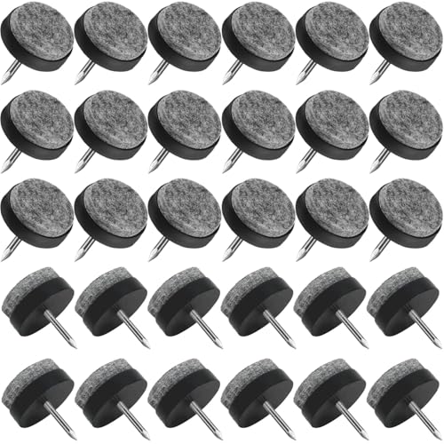 30x 22mm Nail-on Felt Pads, Round Heavy Duty Furniture Chair Glide - color: Black, size: Φ 22 mm