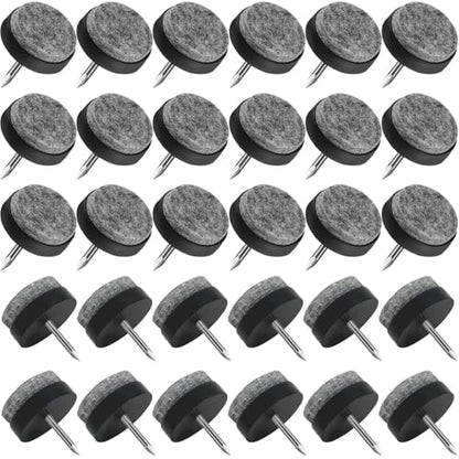 30x 22mm Nail-on Felt Pads, Round Heavy Duty Furniture Chair Glide - color: Black, size: Φ 22 mm