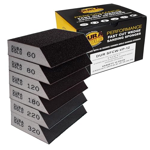 Dura-Gold 4-Sided Hand Sanding Block Sponges with Angled Edge, Variety Pack - style: Variety Pack