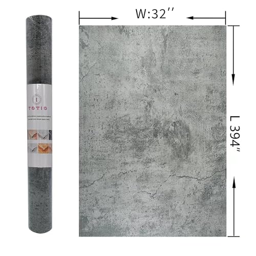 TOTIO Extra Wide Concrete Cement Texture Wallpaper Peel Stick Dark Grey Countertop Contact Paper 32x394inch Matte Thicken Adhesive Waterproof Vinyl Wall Sticker for Bedroom Living Room [Cement Gray] - color: Cement Gray, size: 32" x 394"