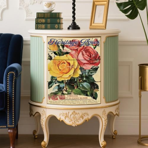 Peacoblue Vintage Rose Poster Rub On Transfers for Furniture 6"x12" - style: Vintage Distressed Rose Poster