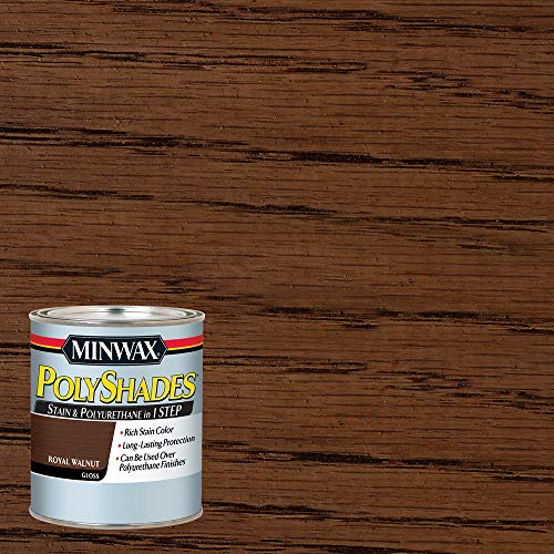 Minwax PolyShades Wood Stain + Polyurethane Finish – Quart, Royal Walnut, Gloss - color: Royal Walnut, size: 1 Quart, style: Gloss
