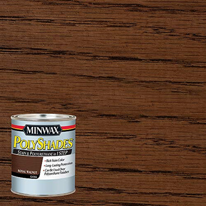 Minwax PolyShades Wood Stain + Polyurethane Finish – Quart, Royal Walnut, Gloss - color: Royal Walnut, size: 1 Quart, style: Gloss