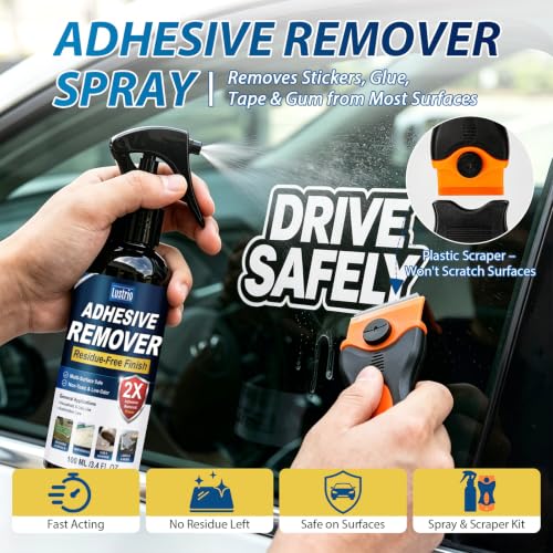 Lustrio Adhesive Remover Spray, Safe for All Surfaces 100ml/3.4oz.