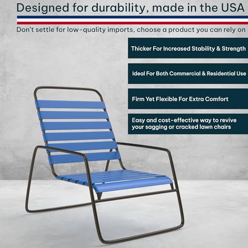 KOMORAX 200ft Long 1.5" Wide Vinyl Chair Strapping. Repair & Replacement Matte Finish.for Patio Outdoor Lawn Garden Durable Attractive (Royal Blue) - color: Royal Blue