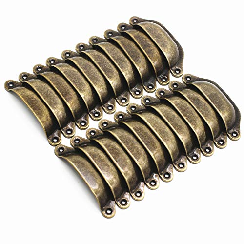 Vintage Cup Pulls Apothecary Drawer Pulls Cabinet Bureau Handles, 20-Pack