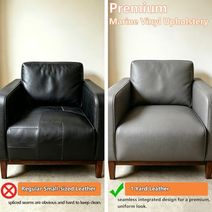 CDY Marine Vinyl Upholstery Fabric: 54"x36" Soft Grain Faux Leather Durable - color: Gray, size: 1 Yard（54"x36")