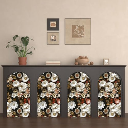 Laatse Dark Gold Floral Wallpaper Peel and Stick 17.5" × 118" - color: White/Gold, size: 17.5" x 118"