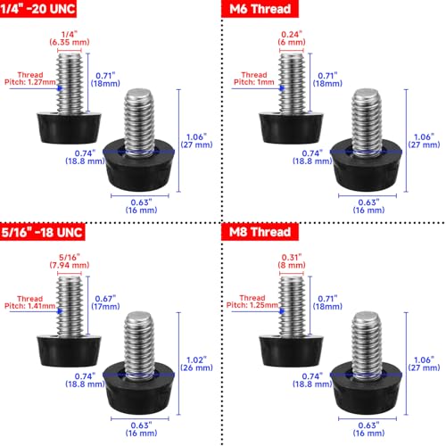 M8 Thread Adjustable Furniture Levelers Screw in Threaded 20 Pcs - size: M8 Thread