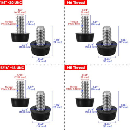M8 Thread Adjustable Furniture Levelers Screw in Threaded 20 Pcs - size: M8 Thread