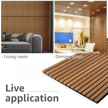 Art3d 4-Pack Fluted Acoustic Wood Slat Wall Panel, 47.2 x 23.6 Inch, Teak - color: Teak, size: 4pcs - 47.2＊23.6in.
