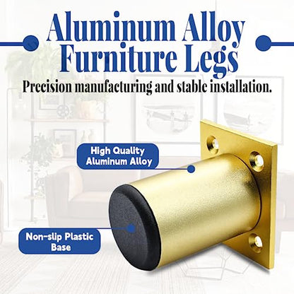 4-Pack Adjustable Aluminum Alloy Furniture Legs 2.36" Height Gold - color: Gold, size: 2.36 Inch
