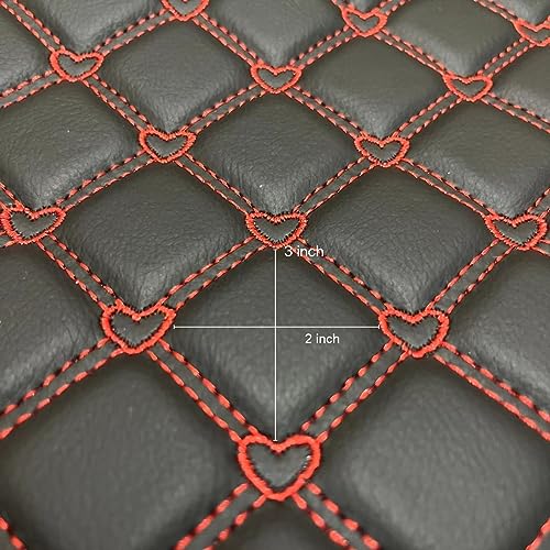 Quilted Foam Vinyl Fabric Heart Pattern with 0.23" Sponge Backing Faux Leather Fabric for Car Headliner, Furniture Upholstery, Headboards,Diamond 2" x 3" (Heart) - color: Heart