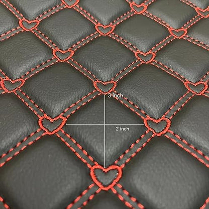 Quilted Foam Vinyl Fabric Heart Pattern with 0.23" Sponge Backing Faux Leather Fabric for Car Headliner, Furniture Upholstery, Headboards,Diamond 2" x 3" (Heart) - color: Heart