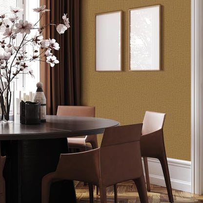 WADILE Grasscloth Peel and Stick Wallpaper 15.7in x 196.8in, Textured Contact Paper for Cabinets, Faux Linen Wall Paper Pull and Stick, Fabric Vinyl Wallpaper Self Adhesive Coffee - color: Coffee, size: 15.7" x 196.8"