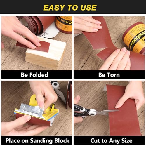 Emery Cloth Roll 120 Grit, 3-2/3 Inch x 33 Ft Heavy Duty Sandpaper - size: 120 Grit