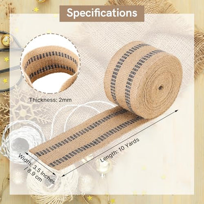 3.5" Craft Jute Webbing Tape - color: Black and Brown, size: 3.5" x 10 Yards