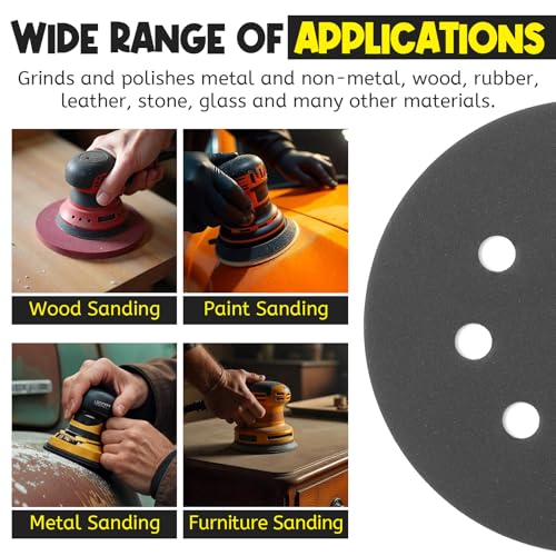 140Pcs 5 Inch Sanding Discs Hook & Loop Sandpaper 8 Holes Orbital Sandpaper