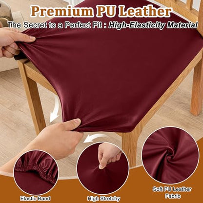 Dioxide Chair Covers,Seat Covers for Dining Room Chairs,Burgundy,Set of 2 - color: Model B - Burgundy, size: set of 2