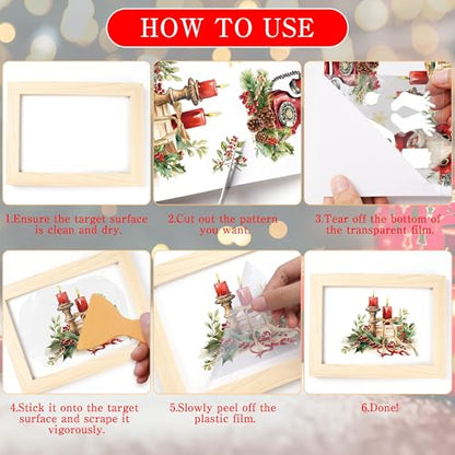 12 Pcs Santa Christmas Rub-On Transfers for Furniture & Crafts, 6 x 6 Inch - style: Christmas Santa