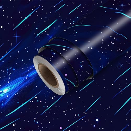 HOMETITUTE Galaxy Star Self Adhesive Wallpaper 118.1x17.7 Inch Vinyl - color: Shooting Star