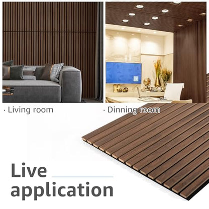 Art3d 2-Pack 3D Fluted Wood Sound Absorbing Slat Wall Panel, Dark Walnut - color: Dark Walnut, size: 2pcs - 47.2＊23.6in.