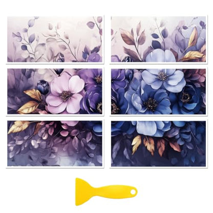 Peacoblue Purple Flowers Rub On Transfers for Furniture Craft 6"x12" - style: Delicate Purple Flowers