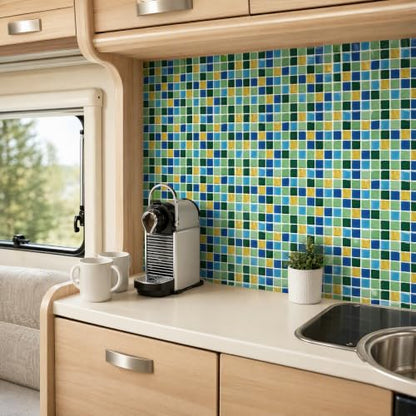 3D Mosaic Peel and Stick DIY Wall Backsplash Tiles (24, Multicolor) - color: Multicolor