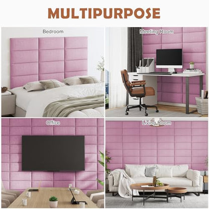 IFNOW Wall Mounted Headboard, Peel and Stick Panels, Light Pink, Queen - color: Fabric-light Pink, size: Queen