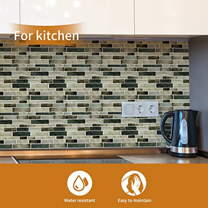 WOWSTAR 10-Sheet Peel and Stick Backsplash Tile for Kitchen, Back Splash Stick On Tiles for Kitchen Wall (Dark Brown) - color: Dark Brown
