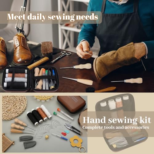 Yizzvb Heavy Duty Sewing Kit Thread Hand Needles Awl Sewing Supplies - color: 78 Pcs