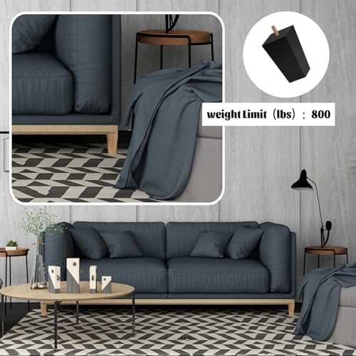 Sofa Legs Square Bed Feet 5 inch Wood Replacement Leg for Furniture Set of 8,Black (5”, 8set) - color: 8set, size: 5”